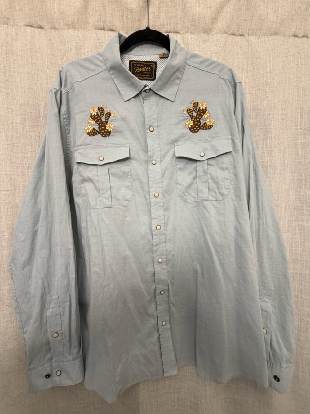 Howler Brothers Gaucho Snap Shirt Prickly Pears Light Blue Western Shirt